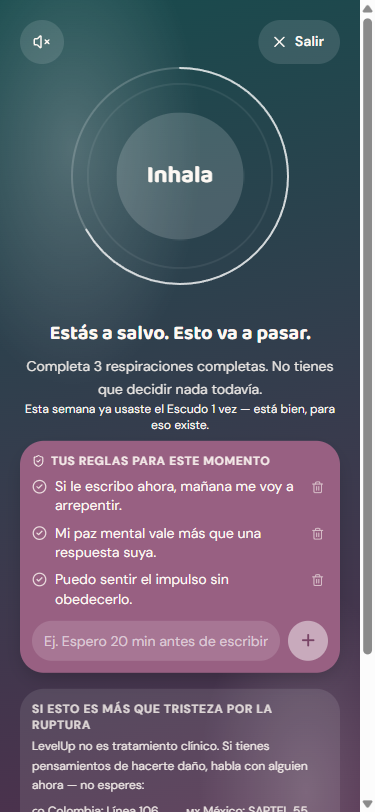 Escudo SOS: círculo de respiración guiada y reglas personales